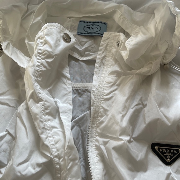 Prada Milano White Packable Parka Hooded Jacket Windbreaker S - Picture 4 of 6